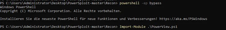 Import von PowerView in einer PowerShell-Sitzung