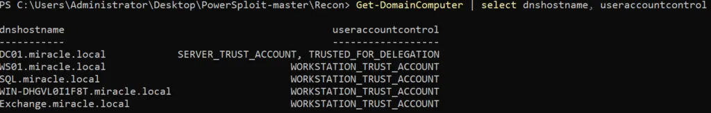 Informationen über Domänencomputer über Get-DomainComputer