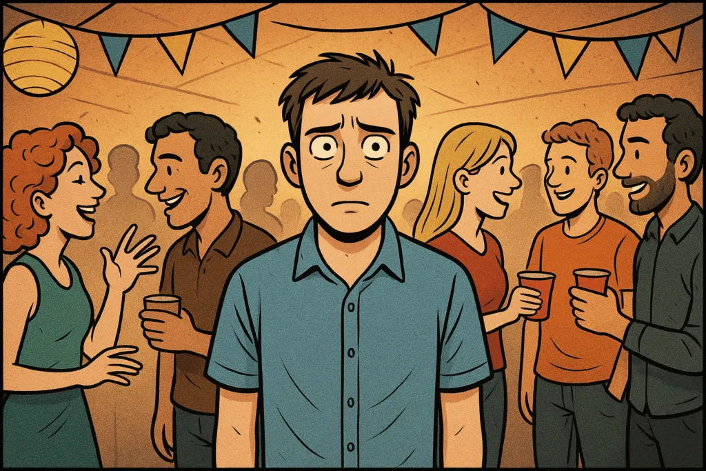 Illustration zweier Menschen, die ein Gespräch beginnen