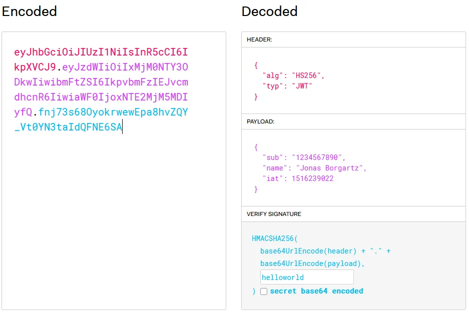 Aufbau eines JSON Web Tokens: Header, Payload und Signatur