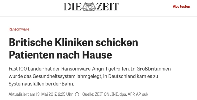 WannaCry-Lösegeldforderung