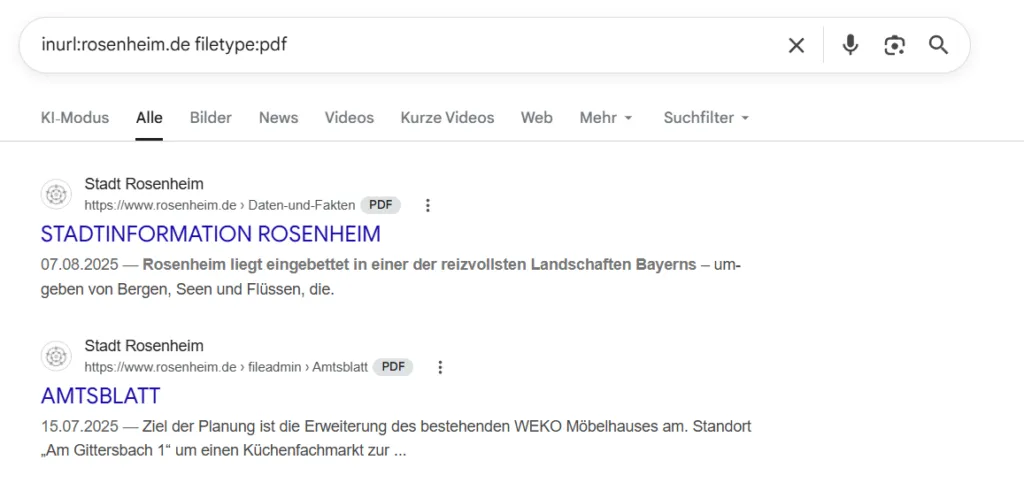Google-Hacking-Suchanfrage
