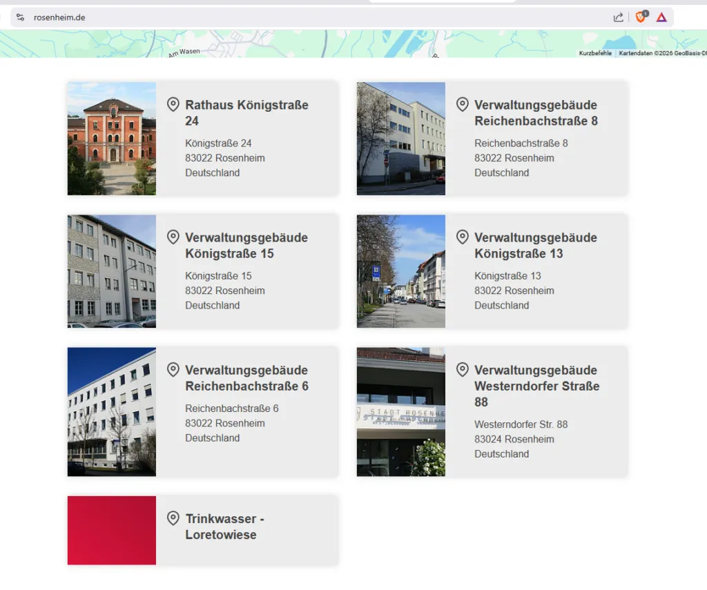 Verwaltungsstandorte der Stadt Rosenheim